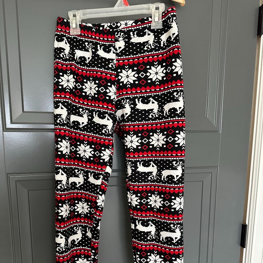 Festive Leggings | OS | Red, Black + White